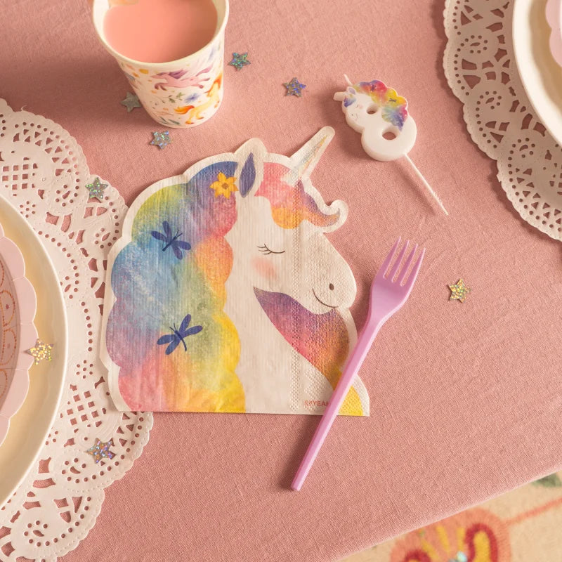 Inspiracion con Servilleta Papel Doble Capa Forma 40 x 33 cm Unicornios Mágicos