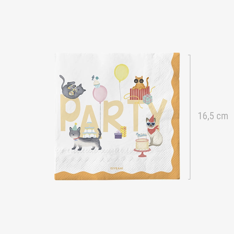Serviette en papier double épaisseur 33 x 33 cm Chatons