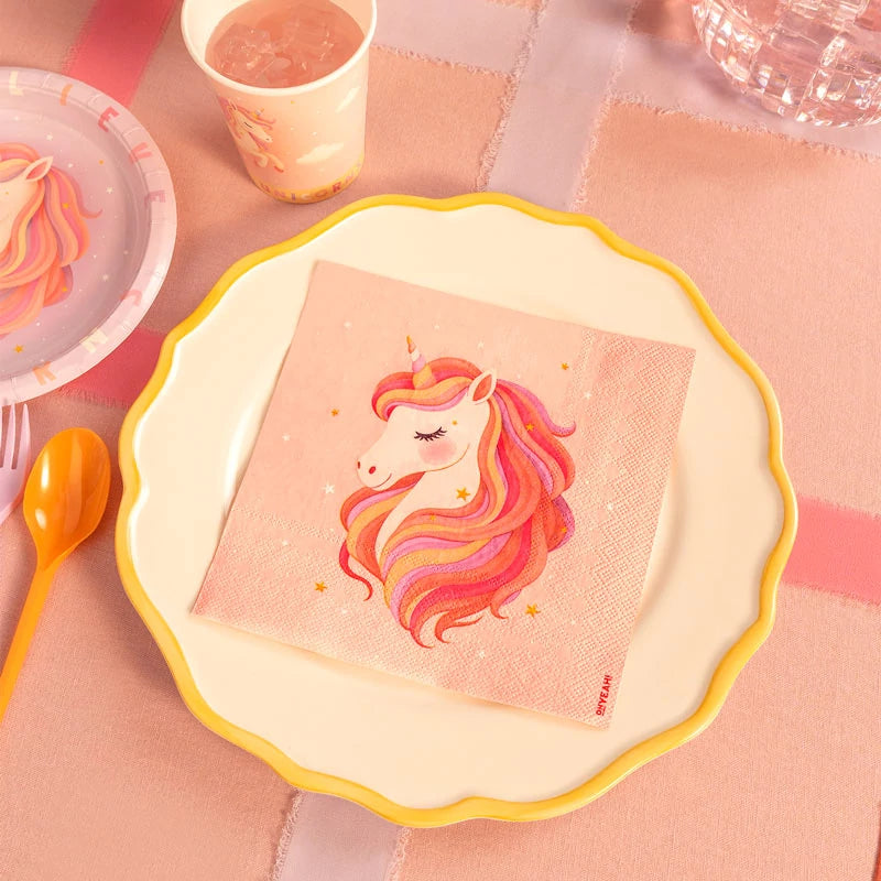 Inspiracion con Servilleta Papel Doble Capa 33 x 33 cm Unicornio Baby Rosa