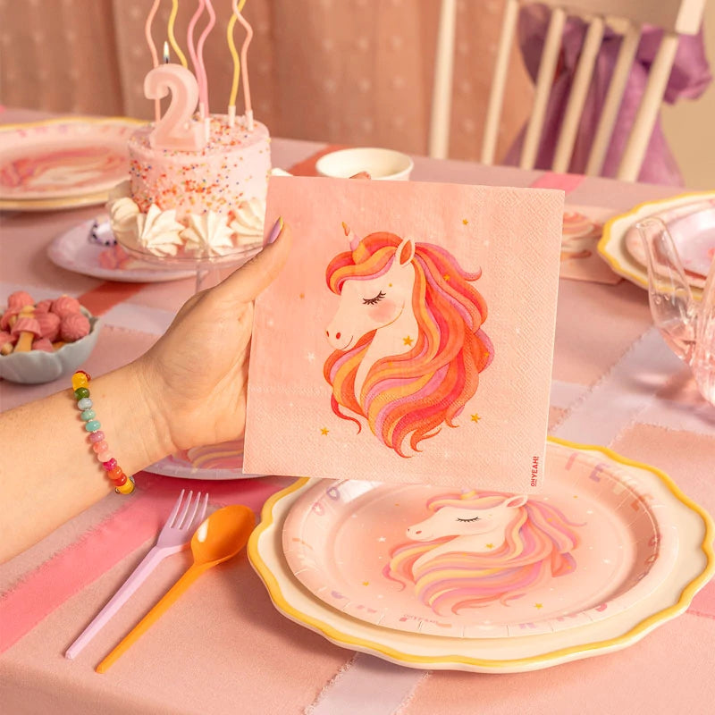 Inspiracion con Servilleta Papel Doble Capa 33 x 33 cm Unicornio Baby Rosa