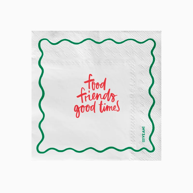 Servilleta Papel Doble Capa 33 x 33 cm 'Food Friends Good Times'