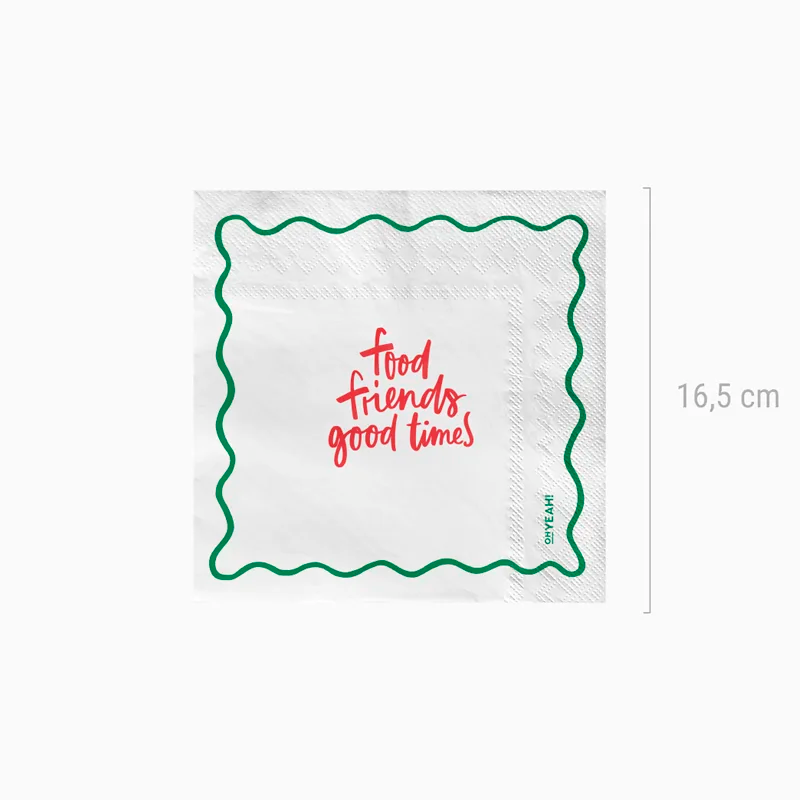 Servilleta Papel Doble Capa 33 x 33 cm 'Food Friends Good Times'