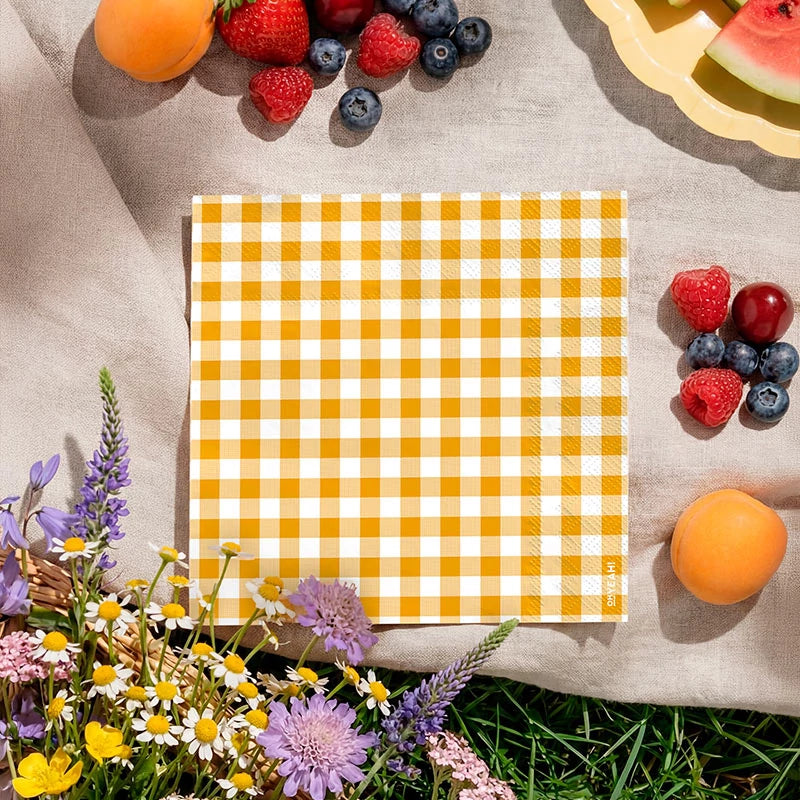 Inspiracion con Servilleta Papel Doble Capa 33 x 33 cm Vichy Ocre