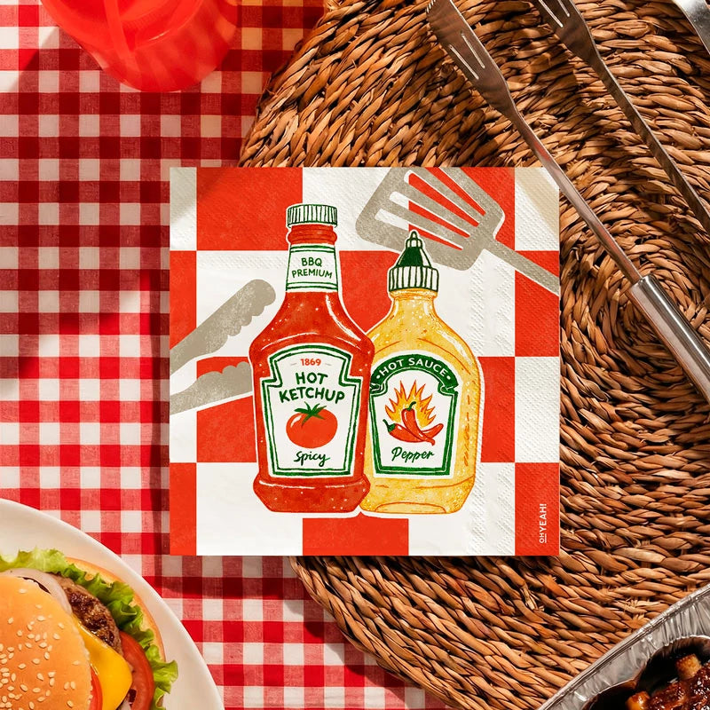 Double Layer Paper Napkin 33 x 33 cm Barbecue + Display Box