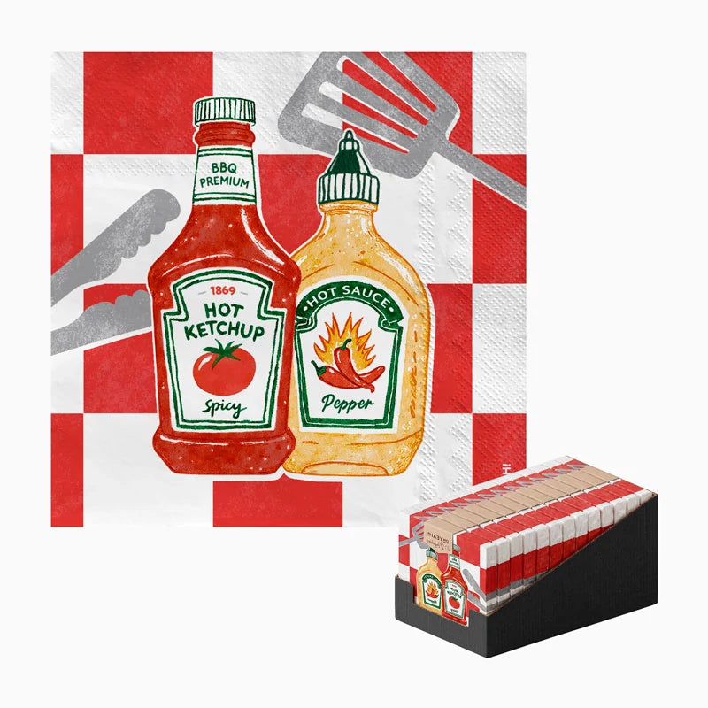 Double Layer Paper Napkin 33 x 33 cm Barbecue + Display Box