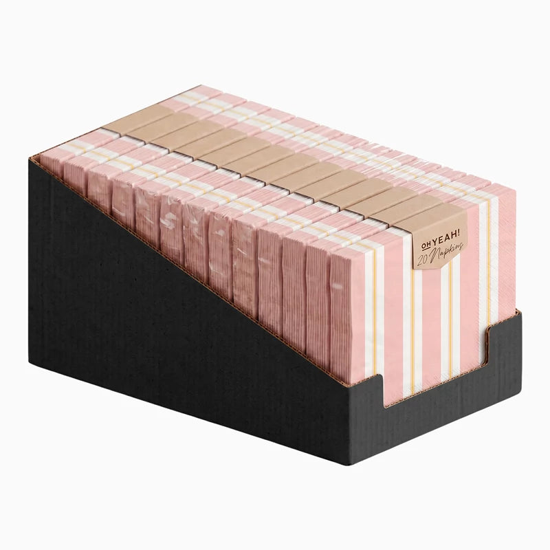 Servilleta Papel Doble Capa 33 x 33 cm Rayas + Caja Expositora