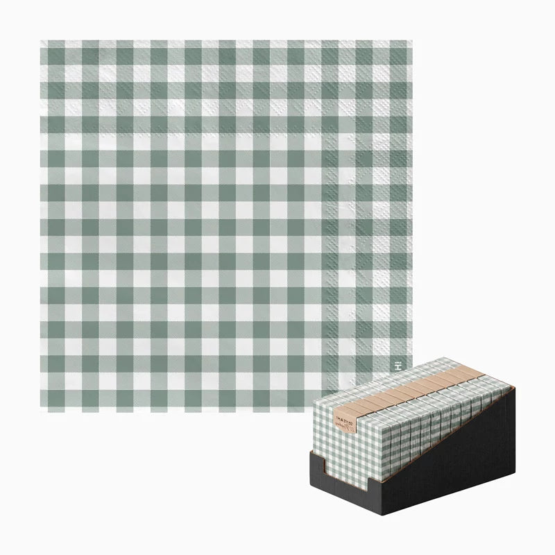 Doppellagige Papierserviette 33 x 33 cm Vichy Mintgrün
