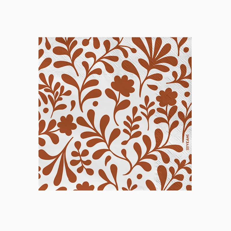 Servilleta Papel Doble Capa 33 x 33 cm Flor Marrón