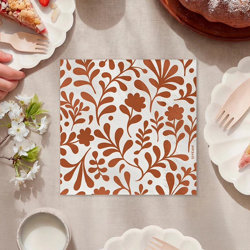 Inspiracion con Tovagliolo di carta doppio strato 33 x 33 cm Fiore marrone