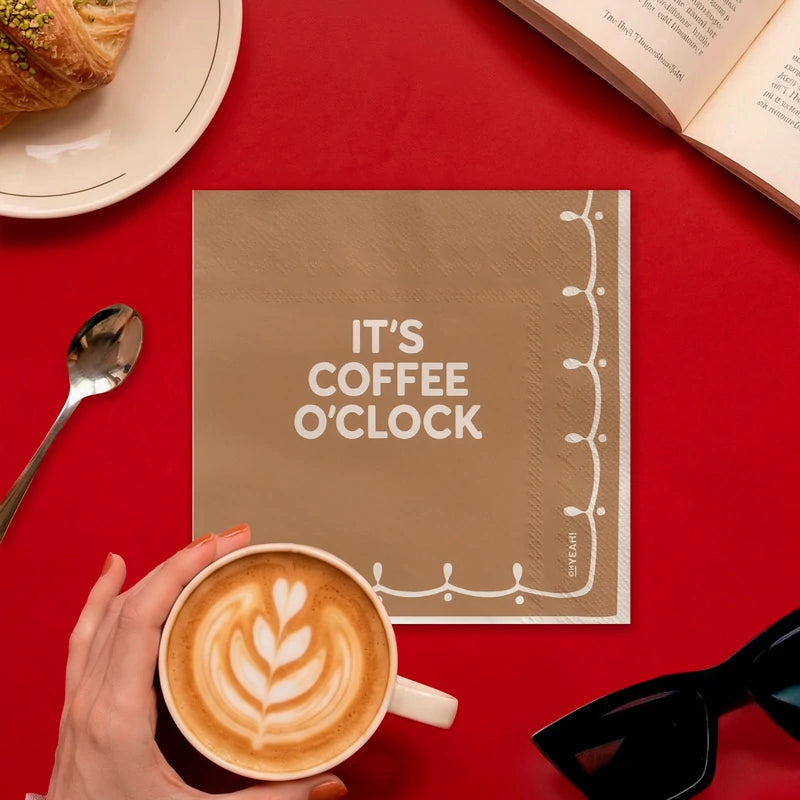 Inspiracion con Tovagliolo di carta doppio strato 33 x 33 cm 'It's Coffe O'Clock'