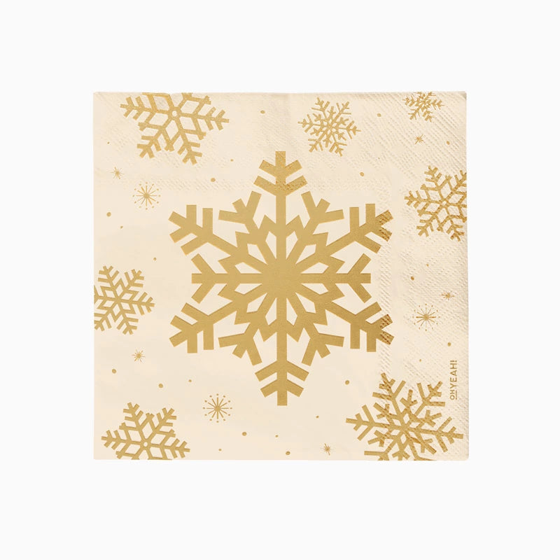 Servilleta Papel Doble Capa Navidad 33 x 33 cm Copo de Nieve Oro Glitter