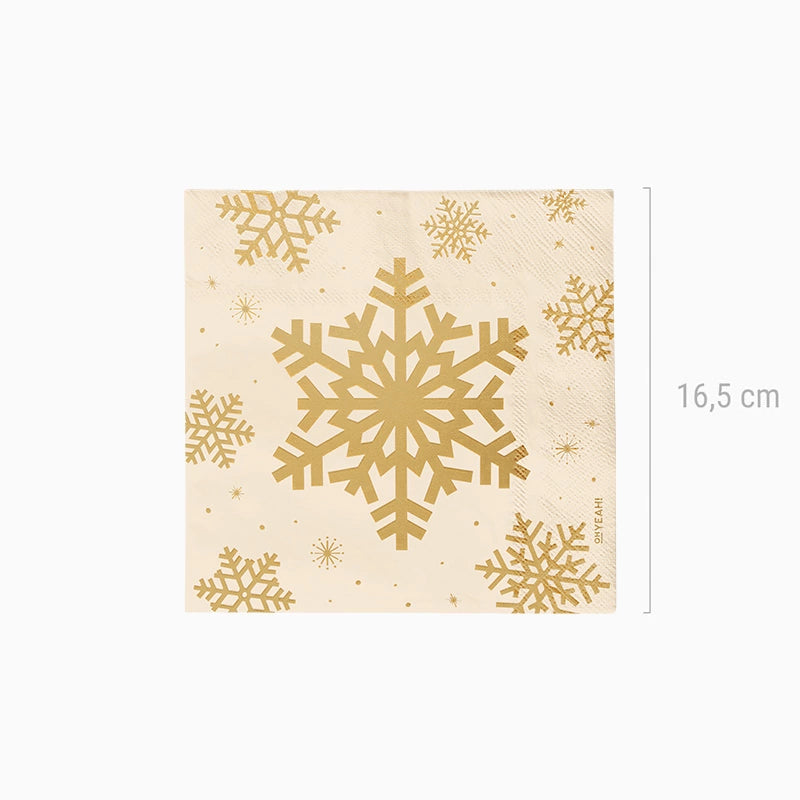 Servilleta Papel Doble Capa Navidad 33 x 33 cm Copo de Nieve Oro Glitter