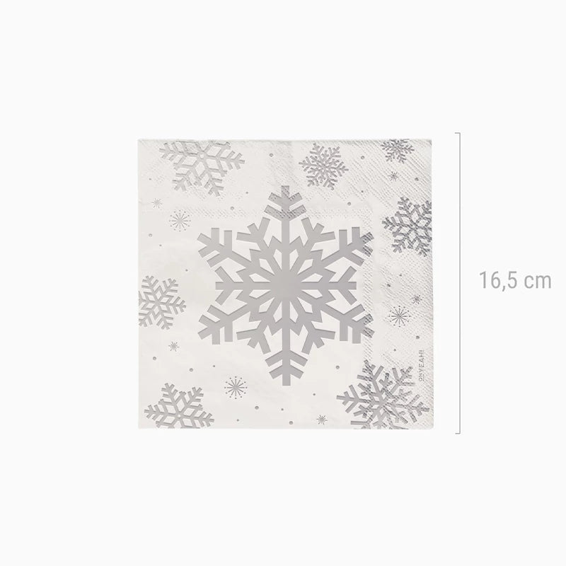 Inspiracion con Guardanapo de Papel Dupla Camada de Natal 33 x 33 cm Floco de Neve Prata Glitter
