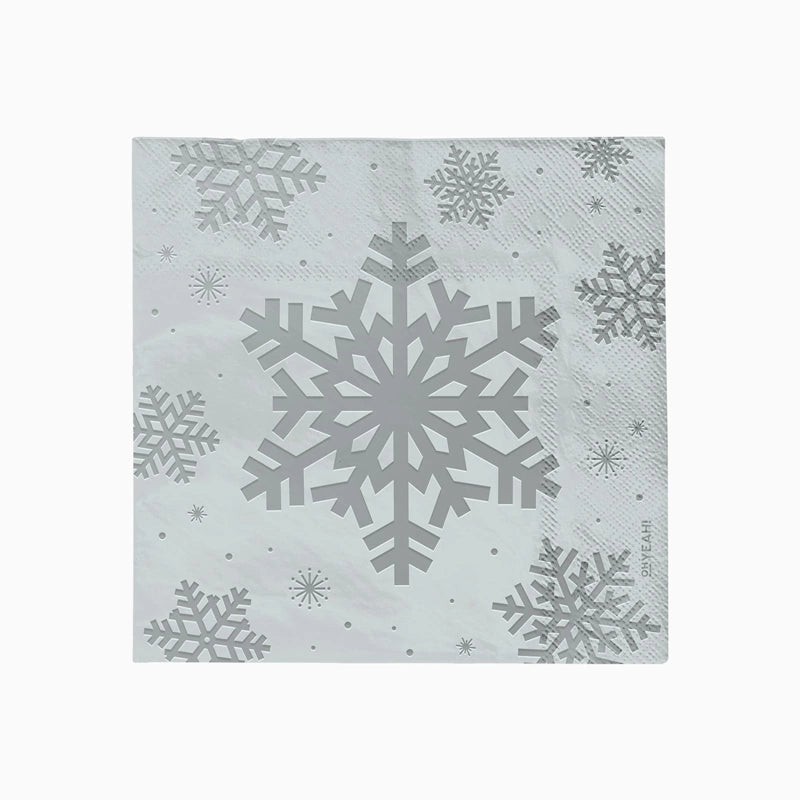 Servilleta Papel Doble Capa Navidad 33 x 33 cm Copo de Nieve Plata Glitter