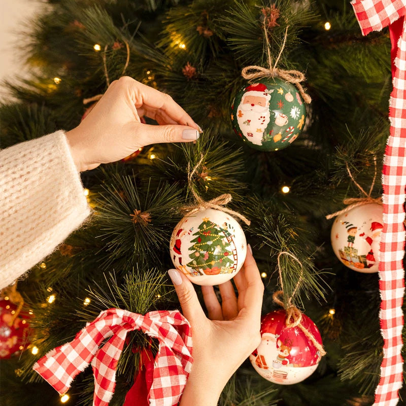 Set of 6 Christmas Balls 8 cm Santa Claus is coming!