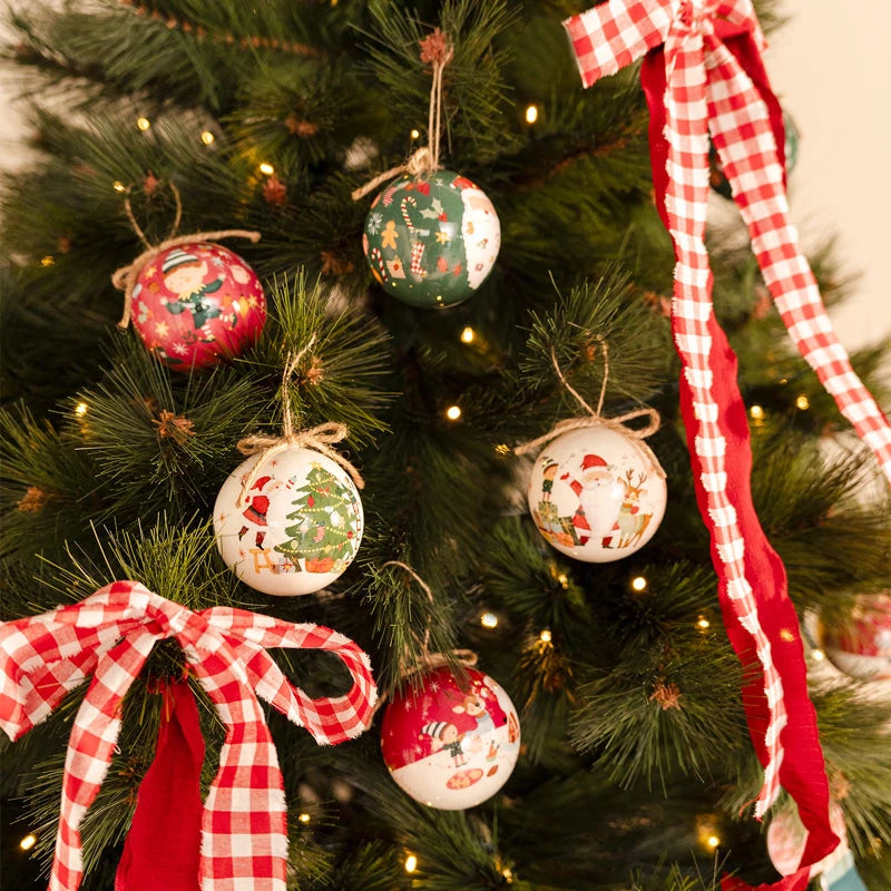 Set of 6 Christmas Balls 8 cm Santa Claus is coming!