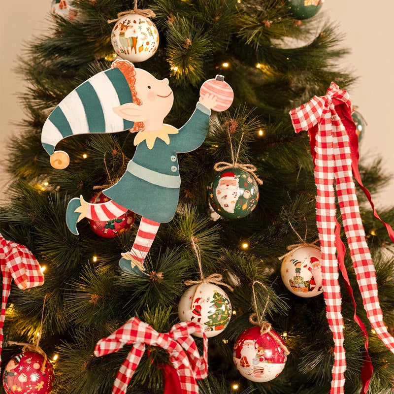 Set of 6 Christmas Balls 8 cm Santa Claus is coming!