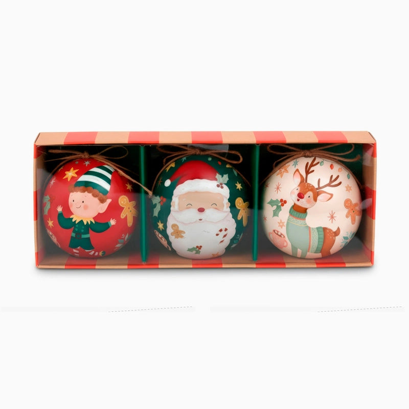 3er-Set Weihnachtskugeln 8 cm Der Weihnachtsmann kommt!