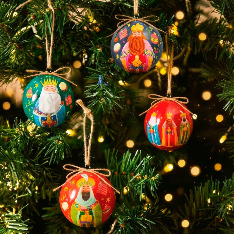 Set of 6 Christmas Balls 8 cm Three Kings Night