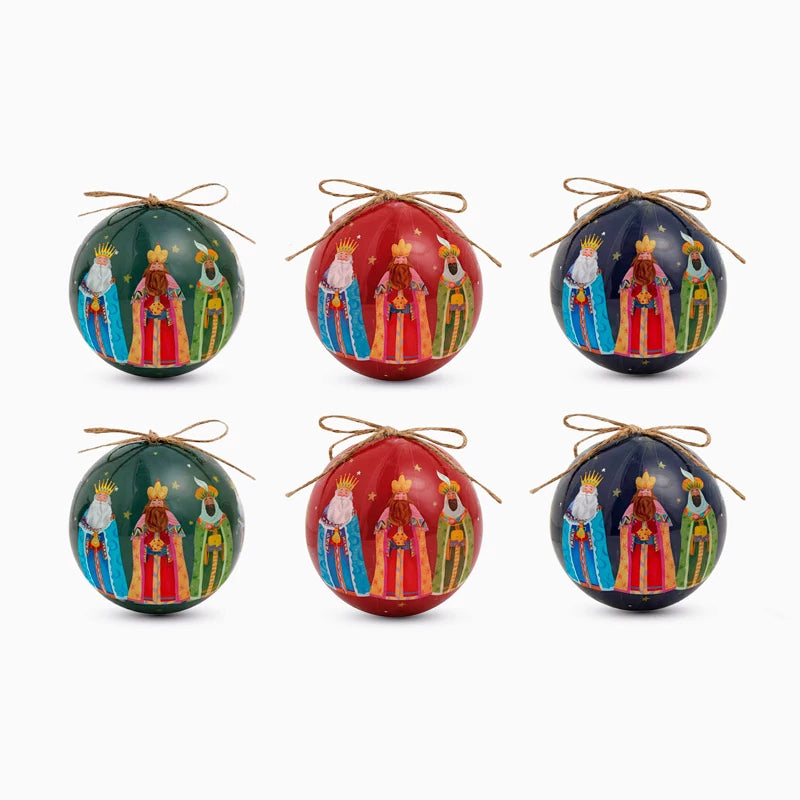 Set of 6 Christmas Balls 8 cm Three Kings Night