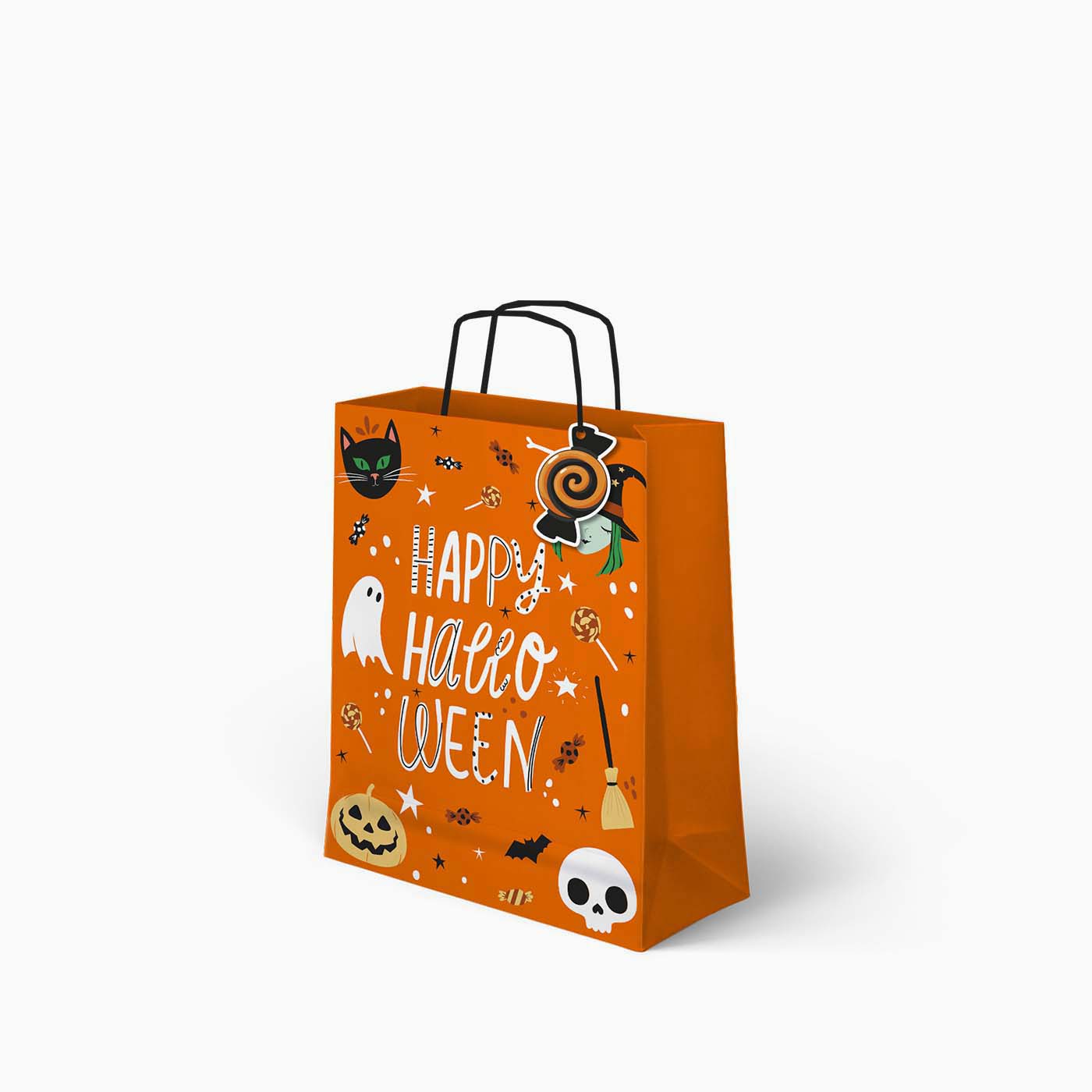 Bolsa Regalo Pequeña "Happy Halloween" Naranja