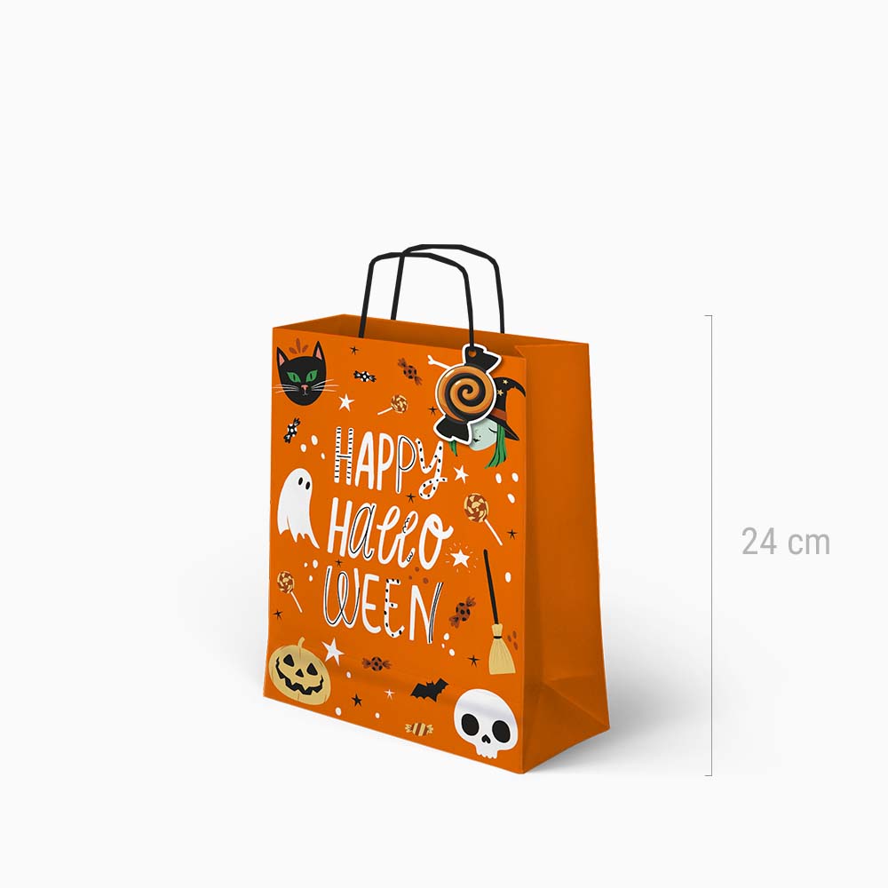 Piccola borsa regalo "Happy Halloween" Orange