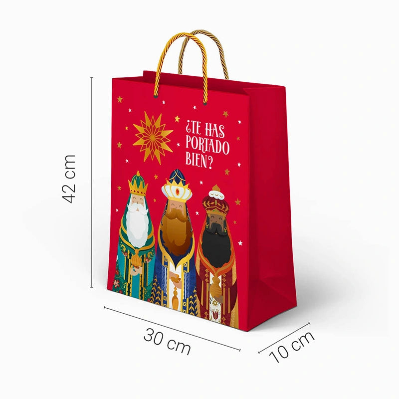 8 Sacchetti Regalo Bianchi Con Fiocco Verde - 32x25x10 Cm, In Carta Ecologica, Per Compleanni, Matrimoni E Natale, Fai Da Te