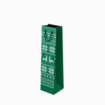 Christmas Cardboard Wine Bottle Gift Bag 8 x 10 x 35 cm Green Snowflake