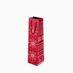 Christmas Cardboard Wine Bottle Gift Bag 8 x 10 x 35 cm Snowflake Red