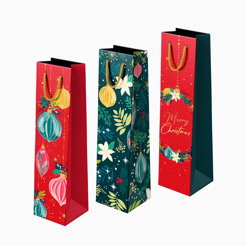 Bolsas Regalo Botella Vino Cartón Navidad 8 x 10 x 35 cm Ornaments