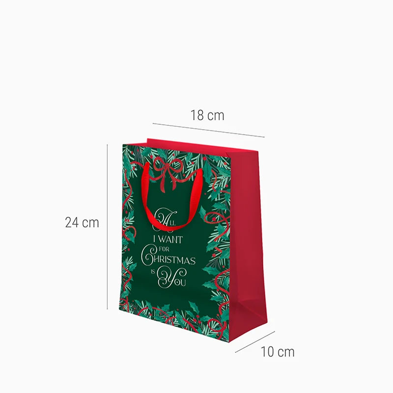 Bolsas Regalo Pequeñas Cartón Navidad 18 x 10 x 24 cm All I Want For Christmas