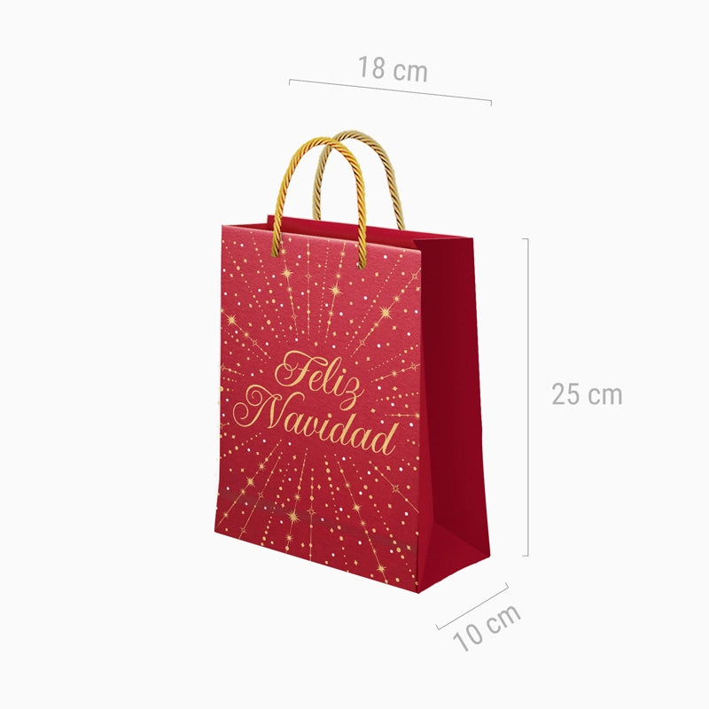 Petit sac en carton Noël 18 x 10 x 24 cm Joyeux Noël rouge