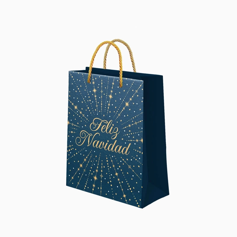 Bolsa Regalo Mediana Cartón Navidad 26 x 10 x 32 cm Azul Feliz Navidad
