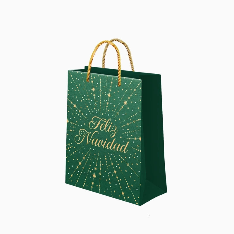 Bolsa Regalo Mediana Cartón Navidad 26 x 10 x 32 cm Verde Feliz Navidad
