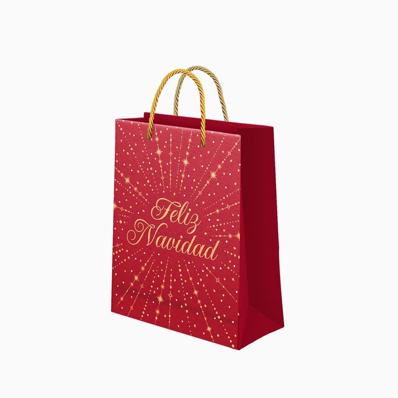Bolsa Regalo Mediana Cartón Navidad 26 x 10 x 32 cm Rojo Feliz Navidad