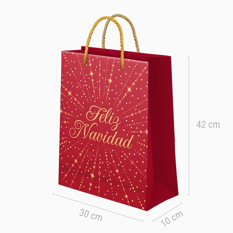 Bolsa Regalo Grande Cartón Navidad 30 x 10 x 42 cm Rojo Feliz Navidad