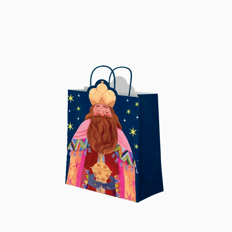 Bolsas De Regalo Reyes Magos - 12 Unidades Con Pegatinas, Papel Navidad, Para Dulces Y Detalles