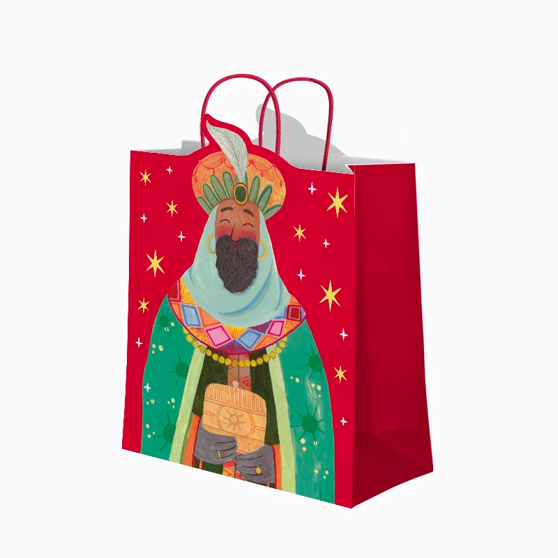 Bolsa Regalo Navidad Grande 30 x 10 x 42 cm Reyes Magos Baltasar