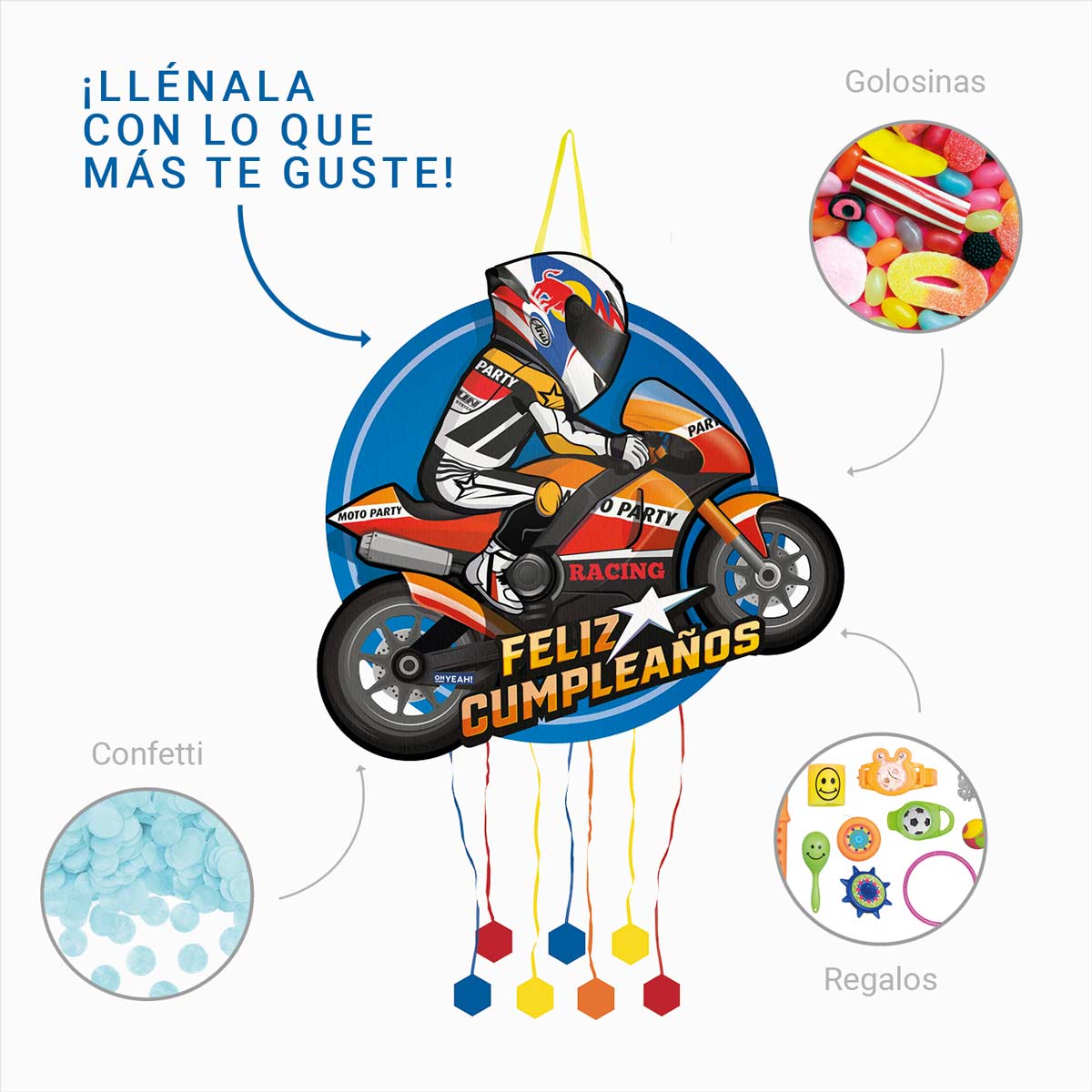 Piñata "joyeux anniversaire" moto gp