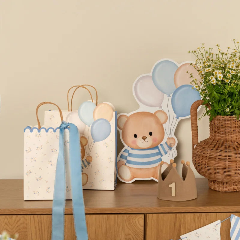 Inspiracion con Bolsa Regalo Cartón Mediana 26 x 10 x 32 cm Baby Osito Azul con Globos