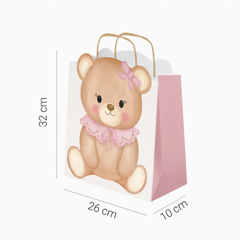 Bolsas Regalo Cartón Mediana 26 x 10 x 32 cm Baby Osito Rosa