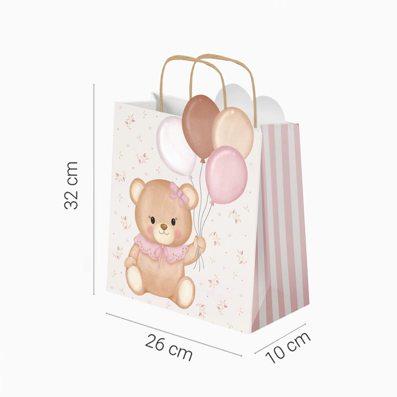Bolsas Regalo Cartón Mediana 26 x 10 x 32 cm Baby Osito Rosa