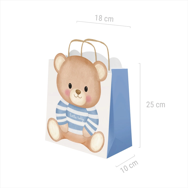 Small Cardboard Gift Bag 18 x 10 x 24 cm Baby Bear Blue