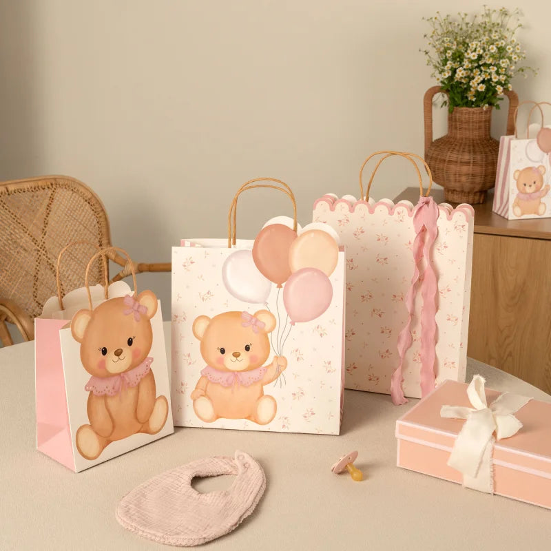 Inspiracion con Bolsa Regalo Cartón Mediana 26 x 10 x 32 cm Baby Osito Rosa