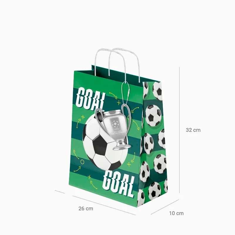 Sacchetti regalo medi in cartone 26 x 10 x 32 cm Pallone da calcio