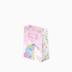 Sacola pequena de papelão para presente 18 x 10 x 24 cm Unicórnios Mágicos Rosa