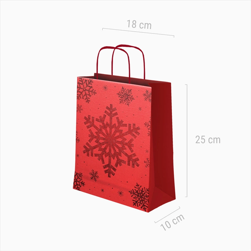 Small Cardboard Christmas Gift Bags 18 x 10 x 24 cm Snowflake Glitter