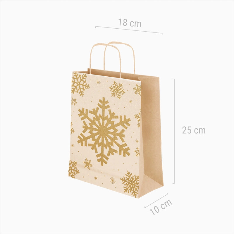 Small Cardboard Christmas Gift Bags 18 x 10 x 24 cm Snowflake Glitter