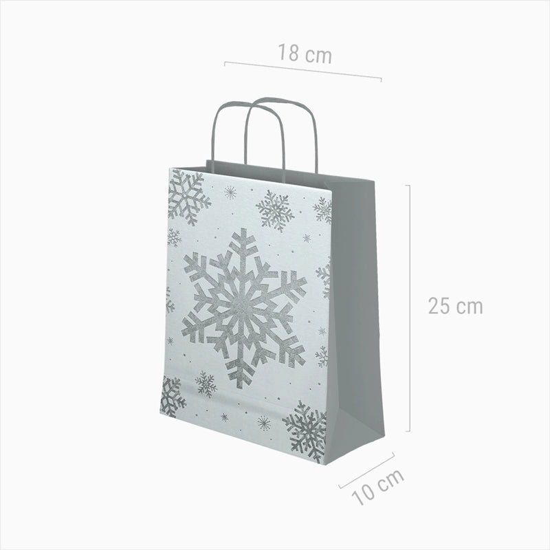 Small Cardboard Christmas Gift Bags 18 x 10 x 24 cm Snowflake Glitter