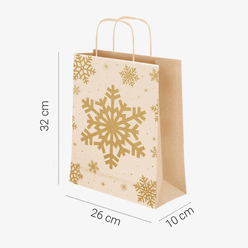 Bolsas Regalo Mediana Cartón Navidad 26 x 10 x 32 cm Copo de Nieve Glitter